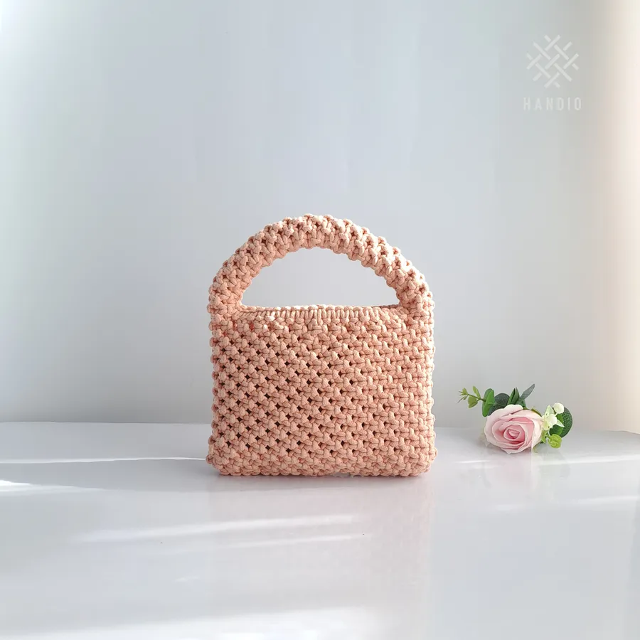 Peach Handbag — Túi xách tay nhỏ macrame màu hồng đào