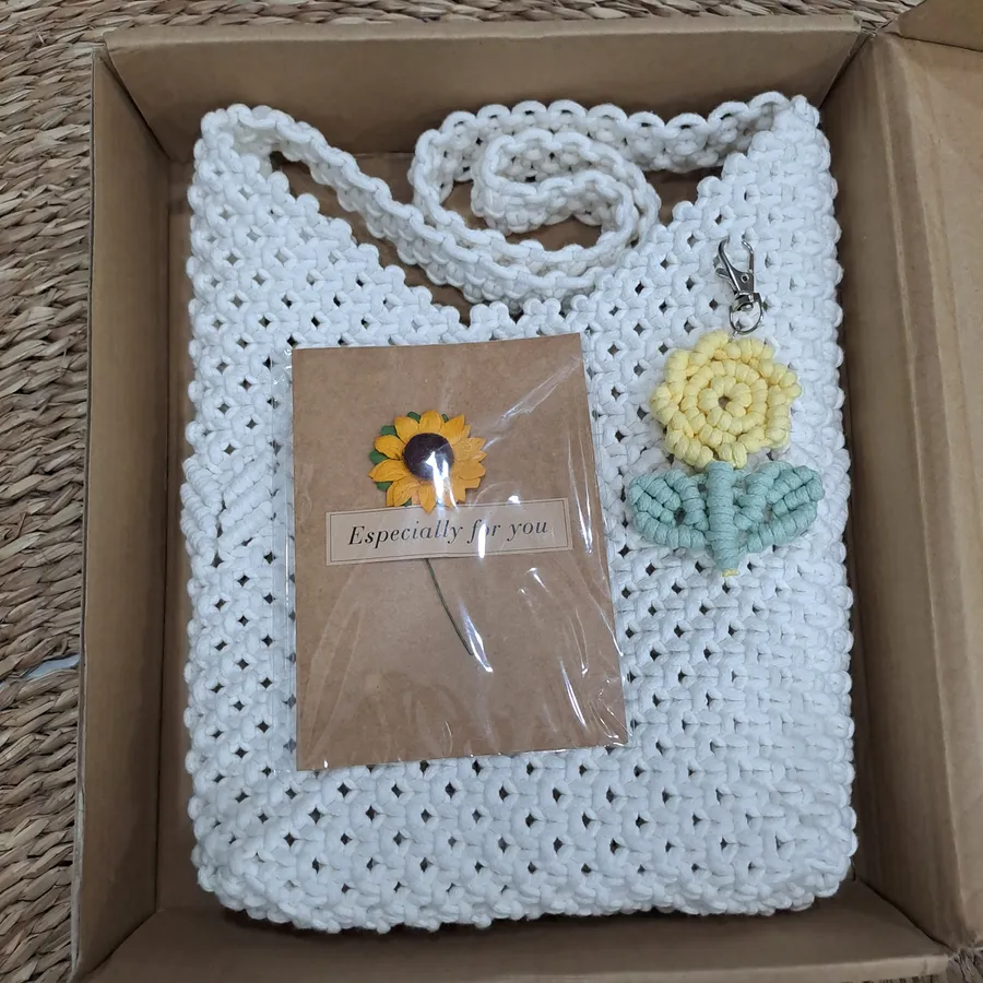 White Tote — Túi tote macrame trắng kem